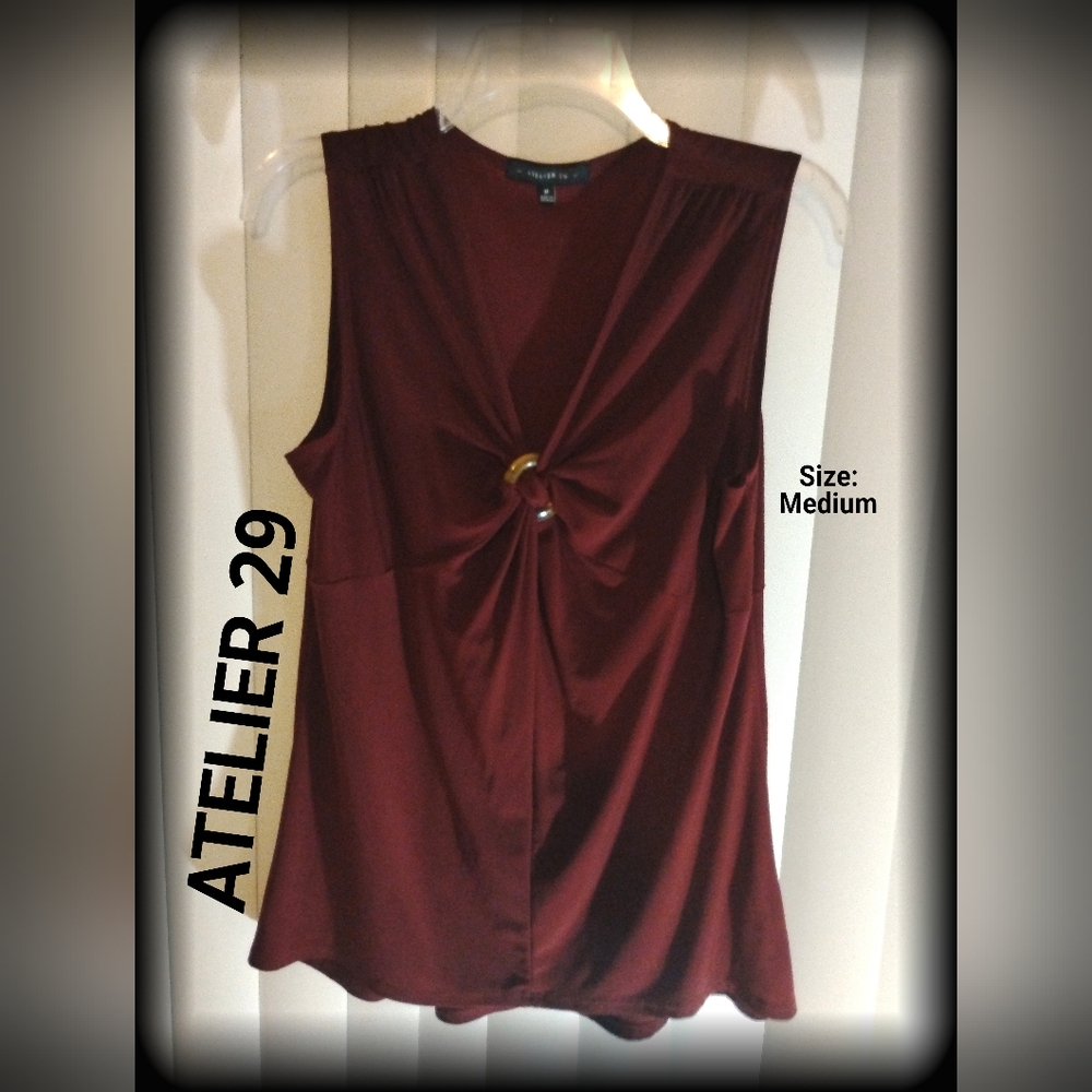 Burgundy Sleeveless Woman's Atilier 29 Pullover Blouse